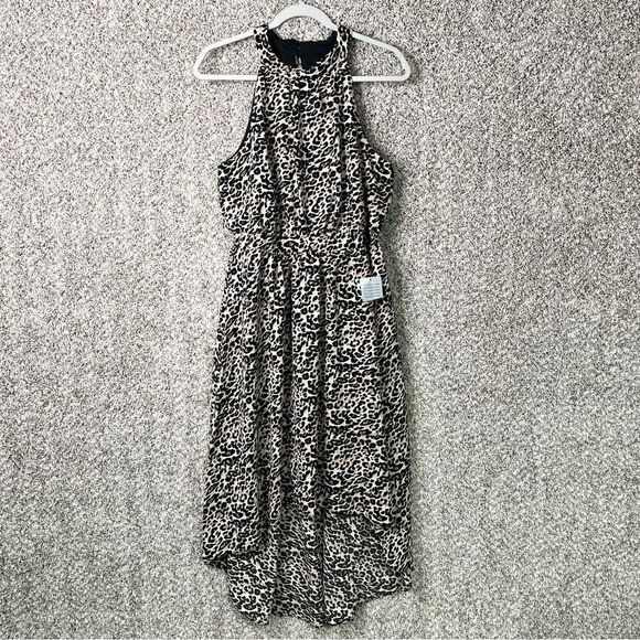 Vince Camuto Dress Women’s 12 Cheetah Print Sleeveless Halter High-Low Midi NWT - Picture 3 of 10